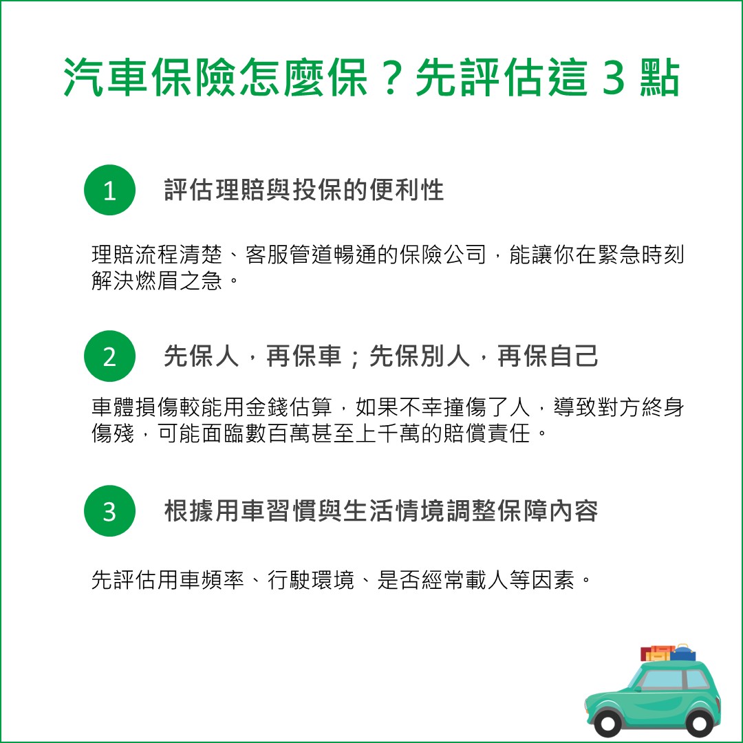 汽車保險怎麼保？投保汽車保險前可以先考慮這些因素